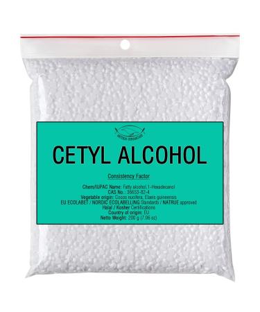 Cetyl Alcohol for Homemade Cosmetics Lipsticks Body Butter Bars Hand Lotions Hair Conditioners Shampoo Thickening Agent Emulsifier Viscosity Regulator - 7.06 oz