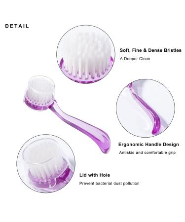 Raploy Soft Bristle Facial Cleansing Brush 3 Pack - Acrylic Handle for Exfoliating and Massage - Black Clear Purple (5.24x1.38) - Buy Online on SooperMarket.com