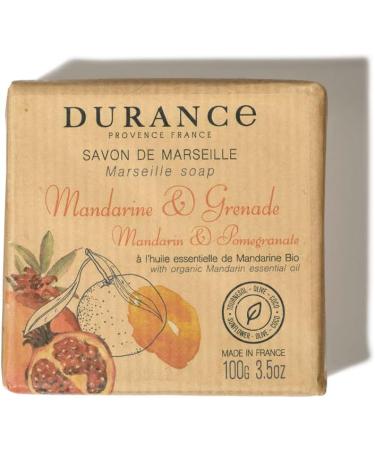 Durance Solid Marseille Soap With Organic Mandarin Essential Oil 100g Enriched With Olive Oil & Red Rice Extract Paraben-Free Solid Soap For All Skin Types - Buy Online on SooperMarket.com