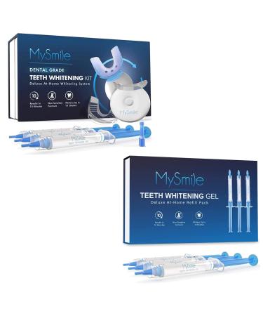 MySmile Teeth Whitening Kit with LED Light 10 Min Non-Sensitive Fast Teeth Whitener with 3 Carbamide Peroxide Teeth Whitening Gel Helps to Remove Stains from Coffee Smoking Wines Soda Food