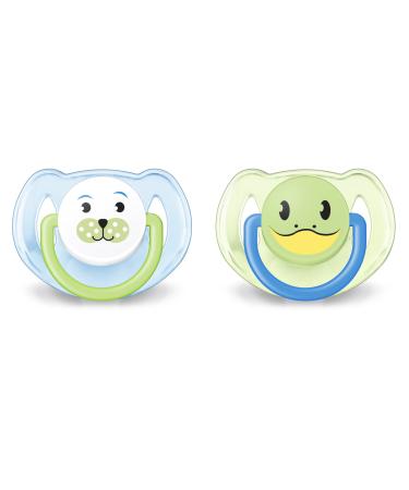 Philips Avent SCF182/14 Pacifier Classic 6-18M for boys blue/green (animal design boys) 2 pieces (1 pack)