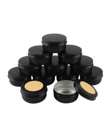 Basic packing 12 pieces 50ml matt black empty round aluminum jar with screw cap aluminum dose Aluminum screw box candle boxes of candle cane cream can with 12 pieces 40mm sticker