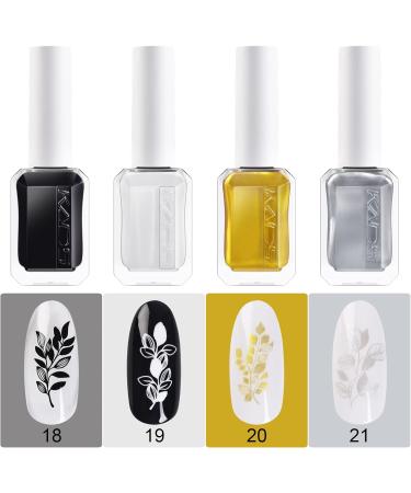 4 Colours 10ml Nail Polish Set Printed Jelly Nail polish Gold silver metallic colors Nail Pigment Polish Lacquer Nail Art Design Drawing Tool - Buy Online on SooperMarket.com