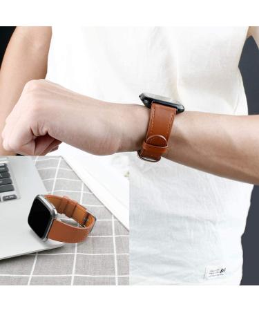 BOTNUW Leather Bands Compatible with Fitbit Versa 2, Versa, Versa Lite - Brown Leather Replacement Strap for Women and Men - Buy Online on SooperMarket.com
