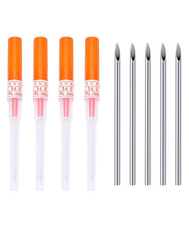 JIESIBAO 14G Piercing Needles, 14G Catheter Piercing Needls Stainless Steel Sterile Disposable Piercing Needles for Belly Button Nipple Industrial Ear Piercing 14G(1.6mm)-9pcs