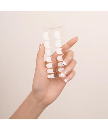 Danni & Toni Half Hardened Gel Nail Films - Crystal Frost White & Transparent French UV Nail Wraps | Semi-Hardened Nail Design Stickers (28 Pack) - Buy Online on SooperMarket.com