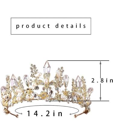 Bmirth Baroque Crown and Tiara - Gold Crystal Pearl Wedding Queen Crown for Women and Girls - Buy Online on SooperMarket.com