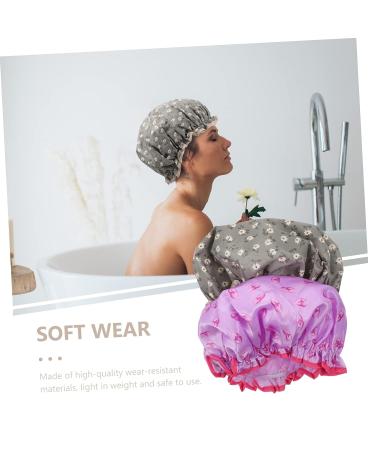 Healeved 2pcs Double-layer Satin-lined Shower Caps for Women - Peva Lining, Hair Drying Turban, Bathing Cap - Buy Online on SooperMarket.com