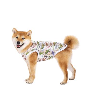 Pet clothing summer t-shirt cool breathable sun protection dog vest clothing outfit for medium-sized and large dogs (XXXL white dinosaurs)