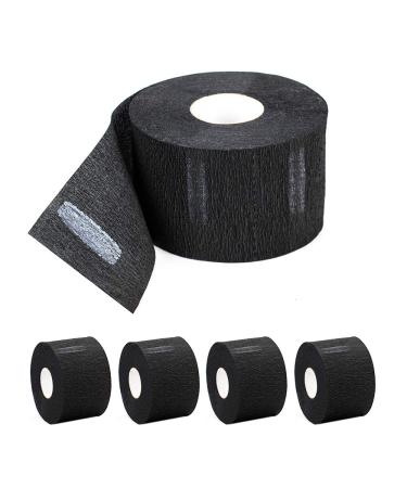 Disposable Paper Barber Neck Strips - 5 Rolls 500 Strips Black Professional Stretchy Paper Neck Band for Salon Haircut Styling