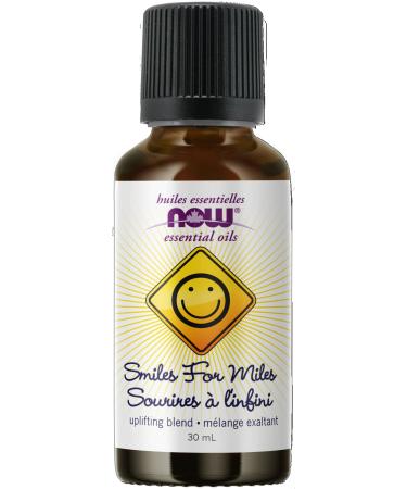 NOW Essential Oils Smiles for Miles Aromatherapy Blend Refreshing Aromatherapy Scent Blend of Pure Essential Oils Vegan Child Resistant Cap 30mL