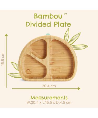 Munchkin Bambou Divided Plate - Stay Put Suction Plate for Babies & Toddlers | BPA Free Bamboo Plate for Baby Weaning | Kids' Mealtime Essential - Buy Online on SooperMarket.com
