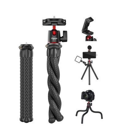 ULANZI Camera Tripod, Mini Flexible Tripod Stand with Hidden Phone Holder w Cold Shoe Mount, 1/4'' Screw for Magic Arm, Universal for iPhone 13 12 Pro Max XS Max X 8 Samsung Canon Nikon Sony Cameras