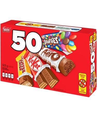 Nestle Mini Assorted Chocolate & Candy - KITKAT Coffee Crisp Aero Smarties - 505 g (Pack of 50 Mini Bars) Unflavored 50 Count (Pack of 1) - Buy Online on SooperMarket.com