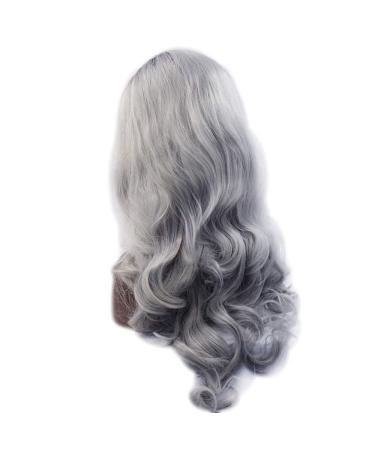 BGHJUE Silver Grey Black Lace Front Wig - 22 Long Wave Synthetic Wig for Women - Buy Online on SooperMarket.com
