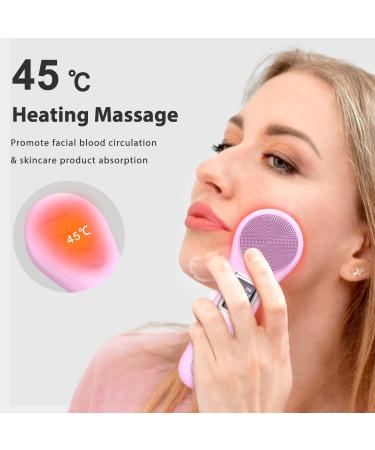 Face Scrubber Brush - Electric Silicone Sonic Facial Cleansing Brush with LCD Rechargeable & Waterproof for Deep Cleansing - Thermal Massager for Men & Women - Pink - Buy Online on SooperMarket.com