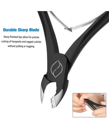 FERYES 1/2 Jaw Cuticle Cutters - Professional Stainless Steel Nail Cuticle Clippers in Black - Buy Online on SooperMarket.com