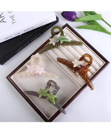 Vctitil Five-pointed Star Acrylic Hair Claws Hair Clips Ponytail Holders Shark Clip Barrettes Hair Accessories for Women Girl Thin Thick Hair(pink) - Buy Online on SooperMarket.com