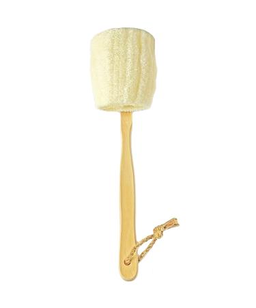 Natural Loofah Exfoliating Bath Brush - Body luffa loofa Sponge On a Stick - Sponge Scrubber with Long Wooden Handle Back Brush for Men & Women - Bath Spa Shower (1 Pack)