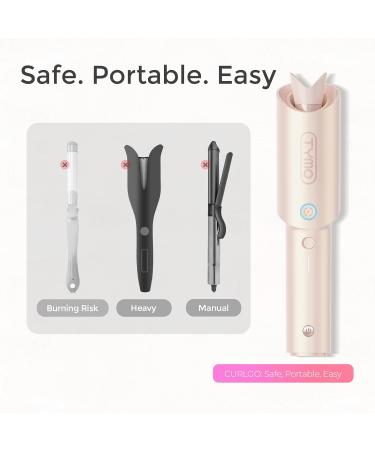 Buy TYMO Curlgo Eco 1 Inch Cordless Automatic Rotating Curling Iron - Dual Voltage Travel Hair Curler for Beach Waves Safe & Tangle-Free Gold Blush - Buy Online on SooperMarket.com