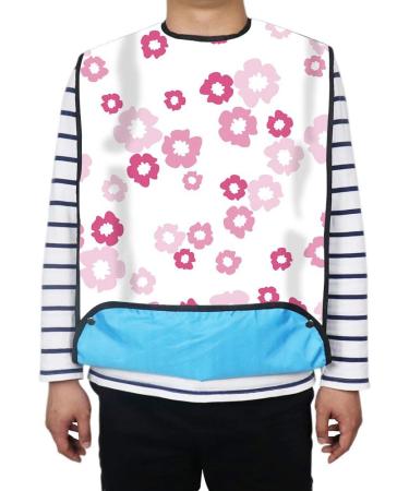FUSHIDA Adult Bib Waterproof Bibs For Adults Adult Clothing Protector PVC Waterproof Layer and Cotton Cloth Material Elegant Mealtime Printing Flower Bibs(Pink Peach Blossoms FYH520-CA) - Buy Online on SooperMarket.com