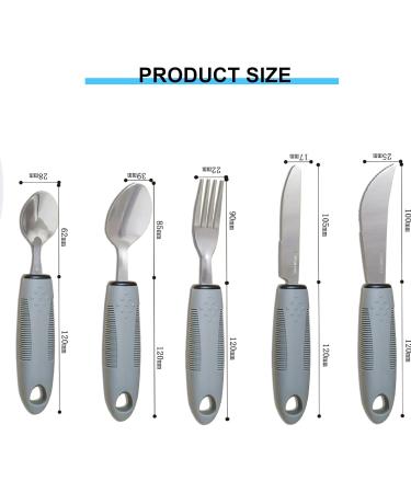 Adaptive Utensils (5-Pieces) Adaptive Utensils for Elderly Arthritis Parkinsons and Handicapped Stainless Steel and Dishwasher Safe - Grey - Buy Online on SooperMarket.com