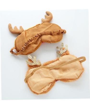 NOLITOY Christmas Deer Eye Mask - 2pcs Plush Blackout Sleep Masks | Furry Animal Eye Shades for Travel & Relaxation - Buy Online on SooperMarket.com