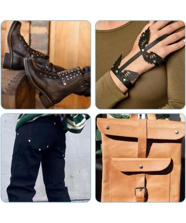 240 Sets TLKKUE Leather Double Cap Rivets - DIY Leather Craft Kit for Bags, Clothes, Shoes, Belts - Silver Decorative Rivets - Buy Online on SooperMarket.com