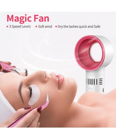 Portable USB Rechargeable Eyelash Fan Dryer with Lash Tweezers - Mini Bladeless Handheld Cooling Blower for Essential Eyelash Extension Supplies (White) - Buy Online on SooperMarket.com