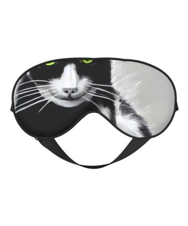 SSIMOO Black and White Cats Sleep Mask-Adjustable Breathable Fashionable Eye Mask for A Comfortable Sleep Experience