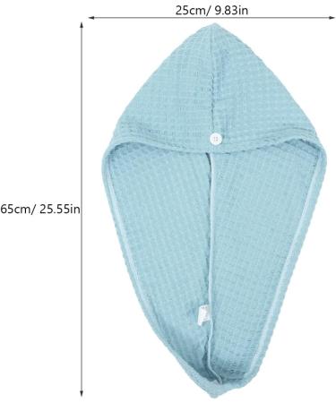 Buy Hair Drying Towel Turban - Waffle Button Wrap for Long Hair | Women's Shower Hair Wrap - Blue - Buy Online on SooperMarket.com