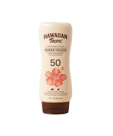 Hawaiian Tropic Sheer Touch Ultra Radiance Lotion Sunscreen SPF 50 8oz | Hawaiian Tropic Sunscreen SPF 50 Sunblock Broad Spectrum Sunscreen Oxybenzone Free Sunscreen Body Sunscreen 8oz