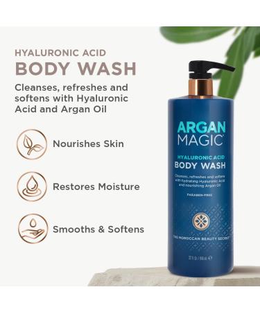 Argan Magic Hyaluronic Acid Body Wash - Hydrating Cleanser with Argan Oil | Paraben & Cruelty Free (32 Fl Oz - Buy Online on SooperMarket.com
