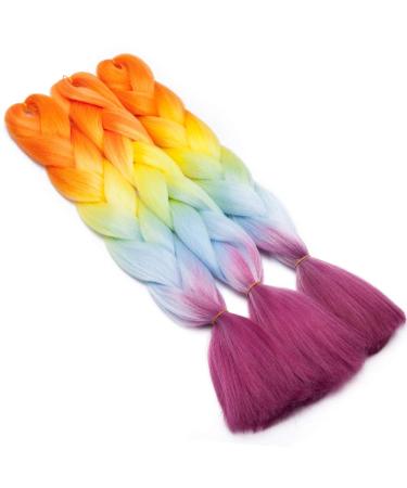Tess Braids Extensions - Blue Jumbo Braids 60cm | KanCalon Kunsthaar for Box Braids | Ombre Hair Braid 100g (Orange/Blue/Red) - Buy Online on SooperMarket.com