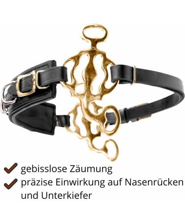 AMKA Hackamore Baroque 3-Ring - Black Leather Noseband | International Shipping Available - Buy Online on SooperMarket.com