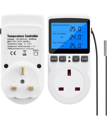 Diymore 220V Digital Temperature Controller Thermostat with Backlight LCD Screen - Ideal for Greenhouse, Farm, and Terrarium - Buy Online on SooperMarket.com