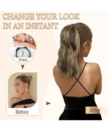 MORICHY Ponytail Extension 14Inch Synthetic Natural Wavy Ponytail Extension Hair Wrap Around Pony Tail Hair Extensions for Women Girls Black Brown Color (Brown Black) 14Inch Black Brown - Buy Online on SooperMarket.com