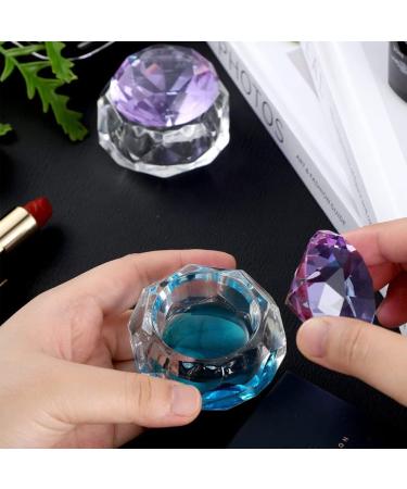 Dappen Dish Nail Art Dish Crystal Nail Art Cup Glass Liquid Powder Cup Clear Diamond Manicure Bowl with Lid Dappen Dish Cups for Nail Acrylic Liquid Powder - Buy Online on SooperMarket.com