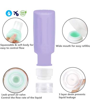 10-Pack Travel Bottles Set - 3oz Leakproof Silicone Containers | TSA Approved Toiletry Bottles for Shampoo, Lotion, Soap - Multicolor - Buy Online on SooperMarket.com