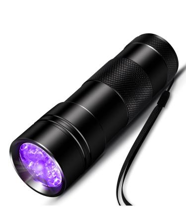 Inf flashlight UV black light flashlight with 12 LEDs ultraviolet light with 395nm for geocaching pet creeping decks pets urine detector etc.