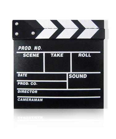Odowalker Clapper Board Black Clapperboard Clap-Stick Dry Erase Cut Action Scene for Hollywood Camera Film Studio Home Movie Video 7.87x7.87 inch