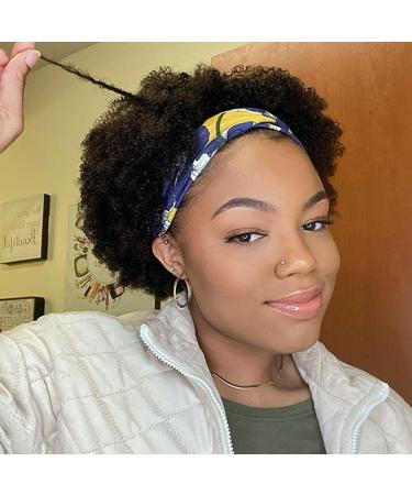 Headband Wig Human Hair Short Afro Kinky Curly Headband Wigs for Black Women Human Hair Glueless Afro Wigs for Women 150% Density Brizilian Virgin Hair Natural Black (10 inch) 10 Inch (Pack of 1) Natural Color