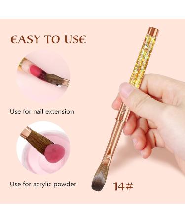 Saviland Pure Kolinsky Acrylic Nail Brush Size 14 - Professional Oval Brush for Acrylic Application - Golden Handle with Glitter - Nail Art Tool - Buy Online on SooperMarket.com