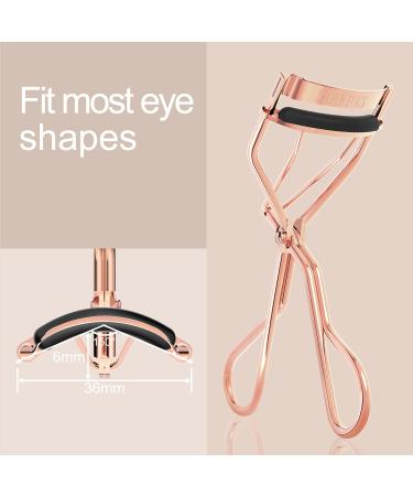 Larbois Eyelash Curler with 5 Refill Pads & Velvet Bag - Professional No Pinch, No Pain, No Pulling Eye Lash Curler for Perfect Curls in Seconds - Rose Gold - Buy Online on SooperMarket.com