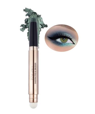 iGuzvaw Cream Eyeshadow Stick 2 IN 1 Eye Shadow Pencil Crayon Makeup with Smudger Multi-Dimensional Eyes Look Waterproof Long Lasting Hypoallergenic Eye Shadow Sticks (11 Green Shimmer)