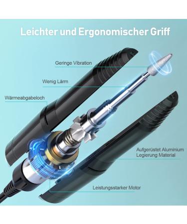 Weiyi Nail Miller Set - Professional Electric Nail File & Grinder for Manicure | Low Vibration 6 Drilling Sleeves 20000 RPM - Ideal Nail Care Device - Buy Online on SooperMarket.com