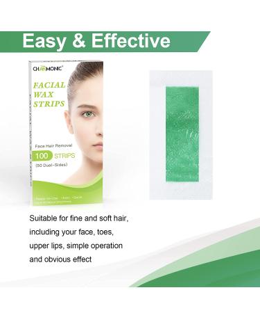 100 Pcs Facial Hair Removal Wax Strips for Women - Upper Lip, Cheek, Eyebrow Hair Remover Kit - Quick, Painless & Suitable for All Skin Types - Buy Online on SooperMarket.com
