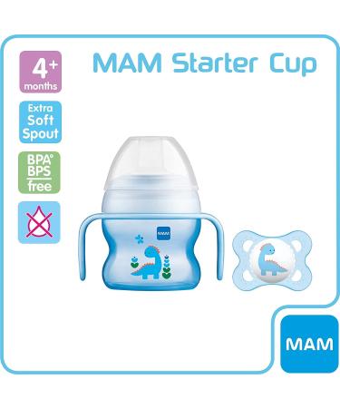 MAM Starter Cup with Handles & Soother - 150ml Blue | 4+ Months Baby Feeding Set - Buy Online on SooperMarket.com