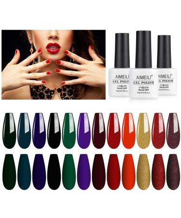 AIMEILI Gel Nail Polish Set 8ml 12 Colours Soak Off UV LED Gel Nail Polishes Nail Art Gel Polish Gift Kit 5 KIT12-5_8ML 0.67 ml (Pack of 12)