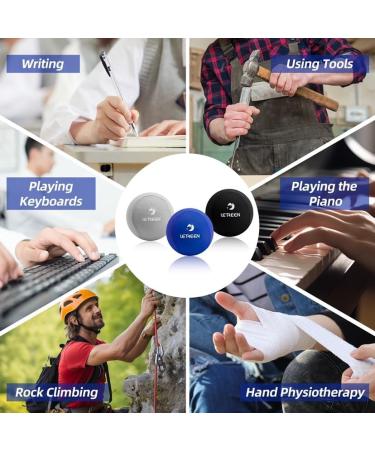 Letreen 3 Set Stress Balls for Adults - Gel Anti-Stress Balls in Various Strengths & Sizes | Perfect for Concentration & Relaxation - Black Sapphire Blue Gray - Buy Online on SooperMarket.com
